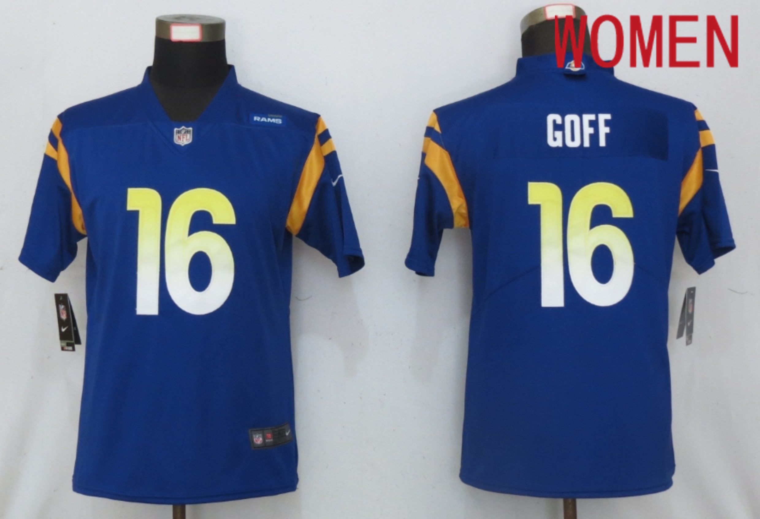 Women Los Angeles Rams #16 Goff Royal Los Angeles Rams Vapor Elite Playe Nike NFL Jerseys->women nfl jersey->Women Jersey